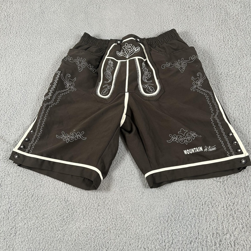Mountain De Luxe Shorts Mens 32 Brown Lederhosen Swim Trunks Oktoberfest Novelty
